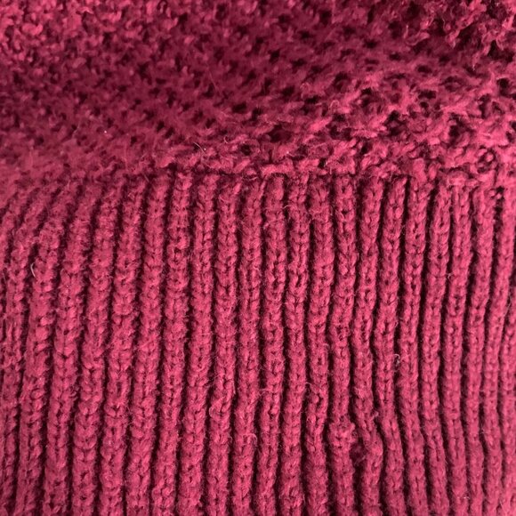 Crochet Cowl Neck Tunic Sweater Pullover Oversized Red Knit M American Eagle - Picture 6 of 9